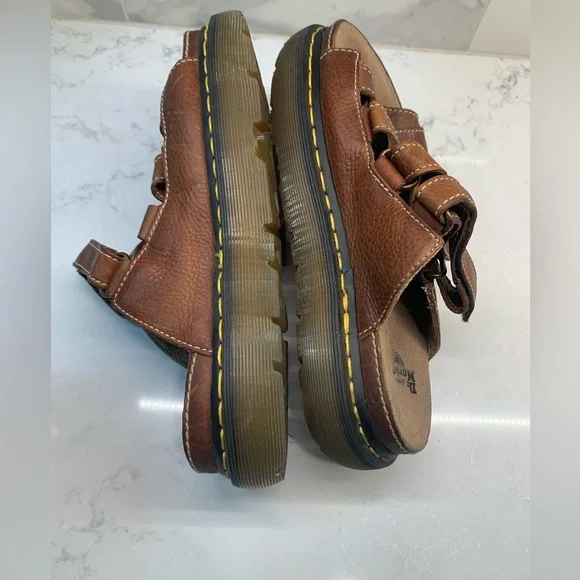 Y2K Dr. Martens Brown Leather Dune Fisherman Sandals Slides Size 8 - Picture 6 of 9